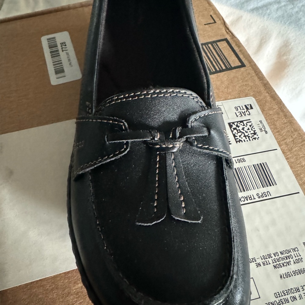 Clarks black leather loafer size 9